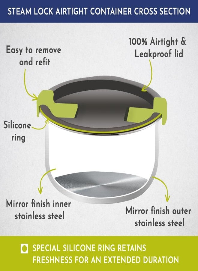 Magnus Olive-4 Stainless Steel Lunchbox with Leak-Proof Containers & Insulated Carry Case - Airtight Food Storage Lunch Box for Kids, Office Men, Women - Dual Long Containers for School, Picnic,1730ml - Image 4